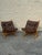 Pair of 1970s Scandinavian Modern Bentwood & Brown Leather Lounge Chairs For Sale - Image 10 of 12