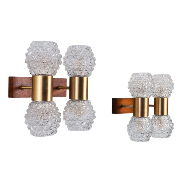 Swedish Wall Lamps in Teak, Set of 2 For Sale