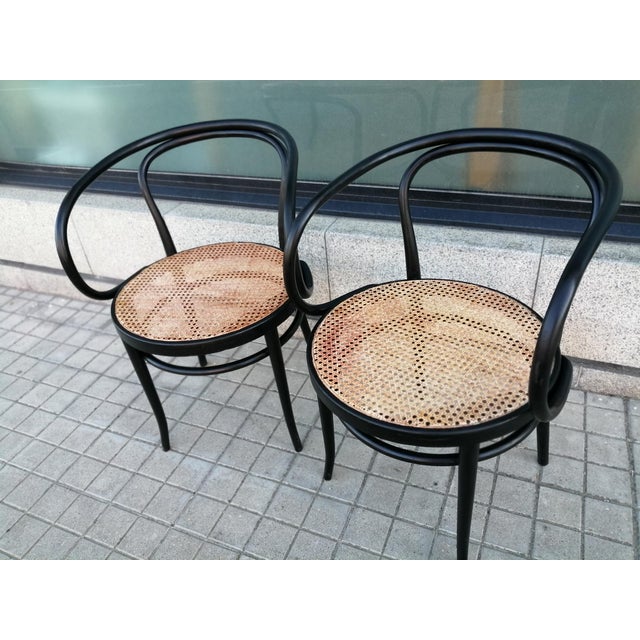 Thonet Set of Vintage Straw Beech Chairs by Michael Thonet, 1950 For Sale - Image 4 of 18