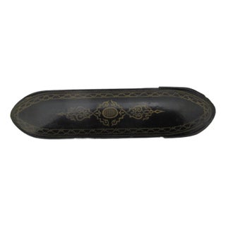 Victorian Papier Mache Gold & Black Lacquer Eyeglass Box Case With Spectacles For Sale
