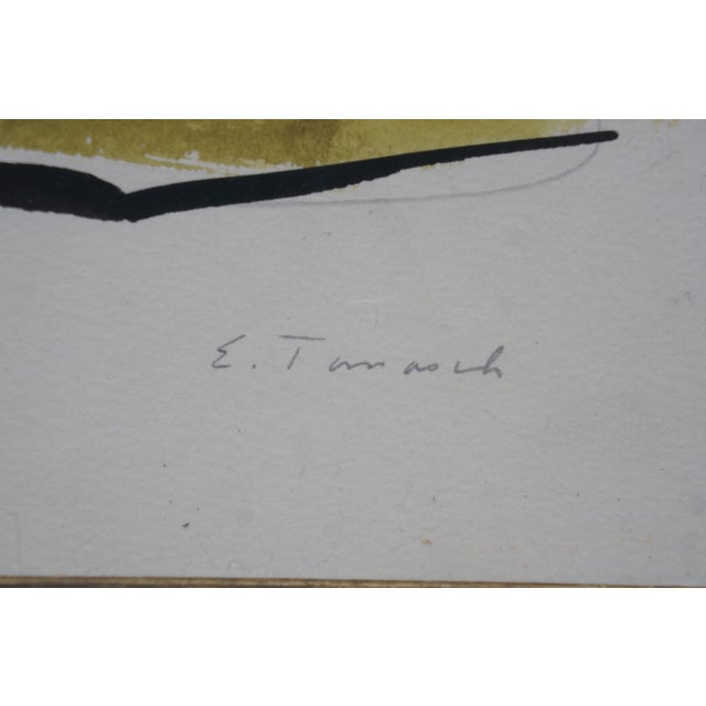 Paint Mid 20th Century Elmer Tomasch Abstract Reclining Nude Watercolor Painting 12" For Sale - Image 7 of 10