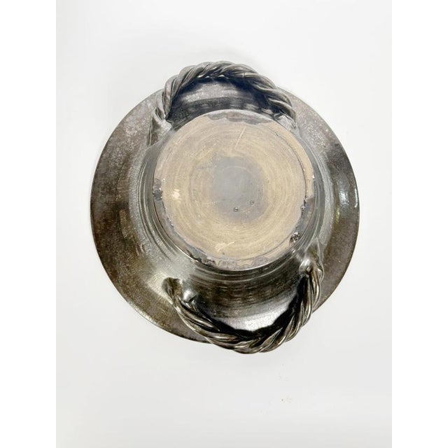 Silver Iridescent Ceramic Fruit Basket, France, 1970s For Sale - Image 8 of 12