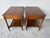 This Pair of Vintage John Scalia for Schmieg & Kotzian Galleried Style One-Drawer Nightstands features a warm mahogany...