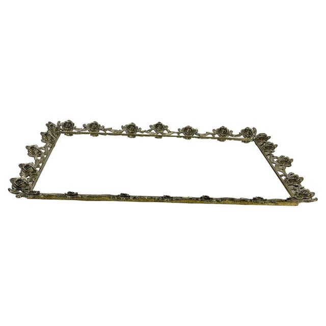 Hollywood Regency 1950s Hollywood Regency Gilded Brass Vanity Mirror Tray For Sale - Image 3 of 12