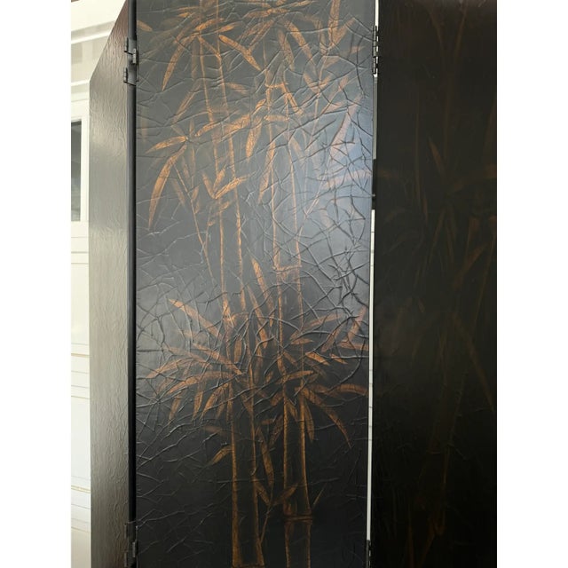 Baker Furniture Company Baker Furniture Company Chinoiserie Coromandel Screen With Bamboo Pattern For Sale - Image 4 of 7
