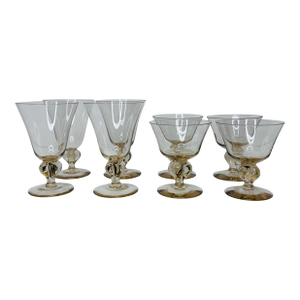 Vintage 1960s Gold Glass Stems Designed by Siegfried Stahl for Skruff Sweden, Set of 8