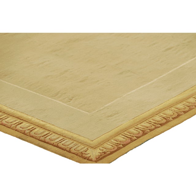 Rug & Kilim Antique Aubusson Runner Rug in Gold With Floral Medallion | Rug & Kilim For Sale - Image 4 of 6