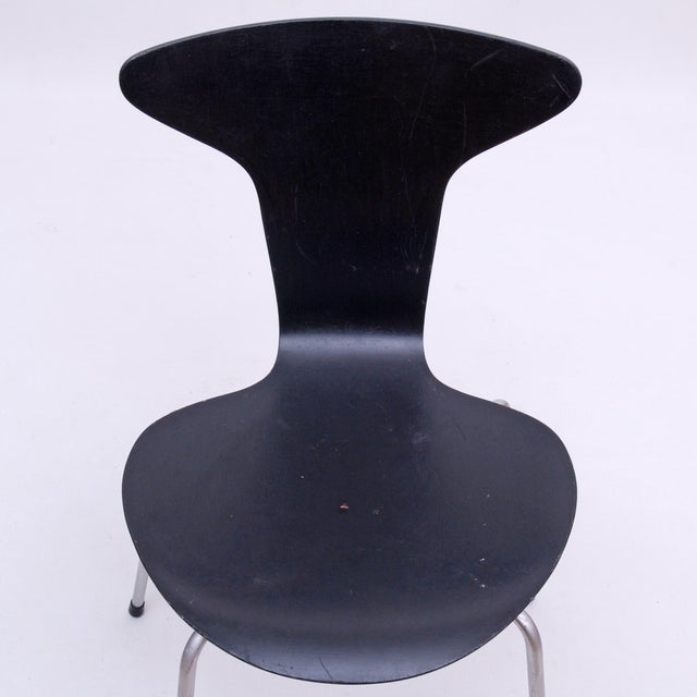 Wood Vintage Mosquito Chairs in Black Chrome by Arne Jacobsen for Fritz Hansen, 1960s, Set of 3 For Sale - Image 7 of 16