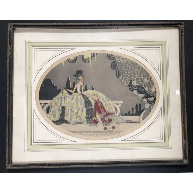 Vintage Art Deco "After the Ball" artwork print set of 2 each with a couple dressed in Georgian style outfits Signed in...