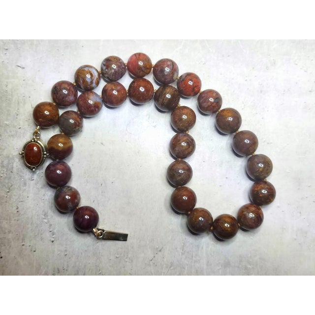 Metal Pietersite Beaded Necklace With Sterling Silver Pietersite Clasp, 19" For Sale - Image 7 of 8