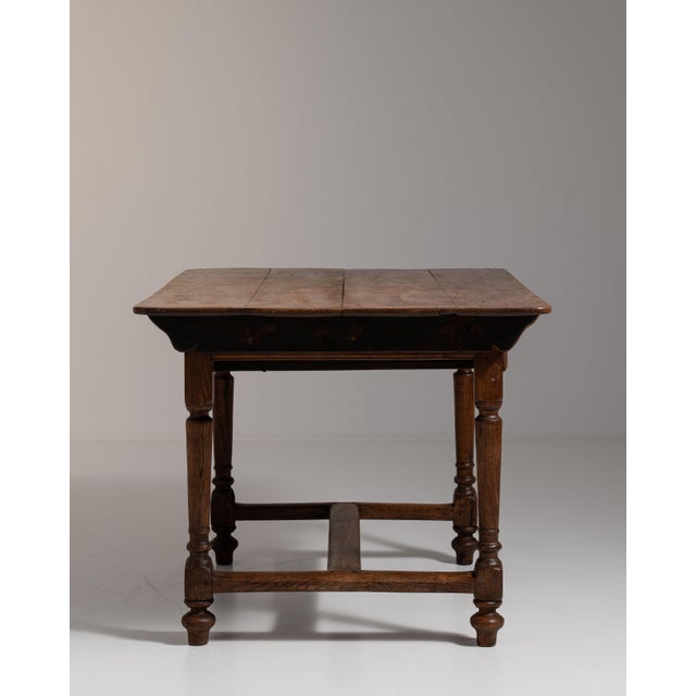 19th Century French Chestnut Brown Oak Table with Single Drawer For Sale - Image 15 of 15