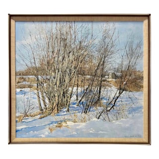 American Impressionist Winter Landscape Oil Painting by Jaqui Blatchford – 20th Century For Sale