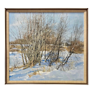 American Impressionist Winter Landscape Oil Painting by Jaqui Blatchford – 20th Century