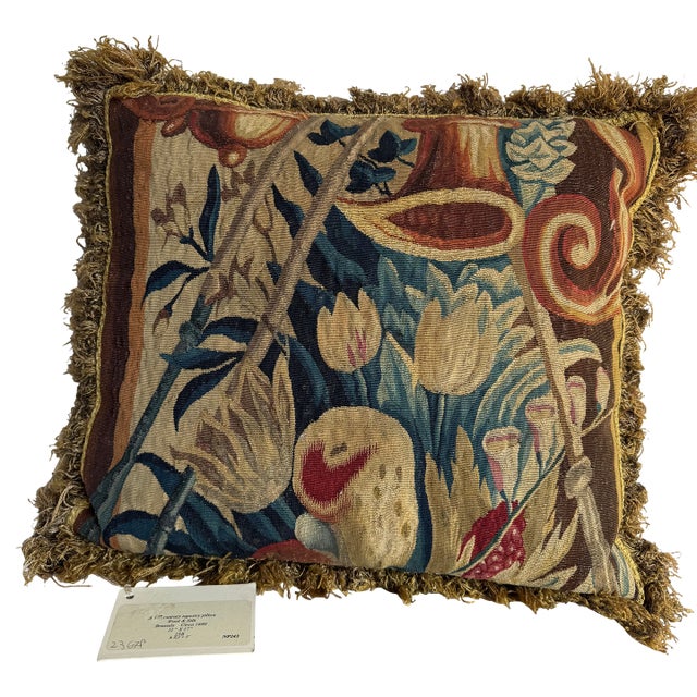 17th Century Brussels Tapestry Pillow Wool and Silk Circa 1680 For Sale