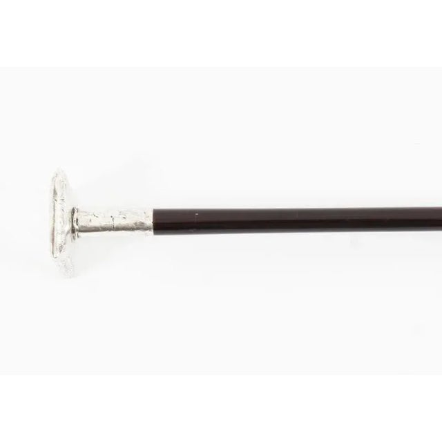 Metal Antique Silver and Ebonized Walking Stick For Sale - Image 7 of 8