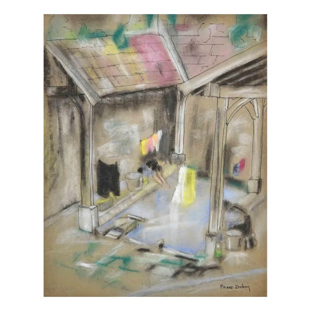 Pierre Dubois, The Wash House, Original Drawing, Mid 20th-Century For Sale