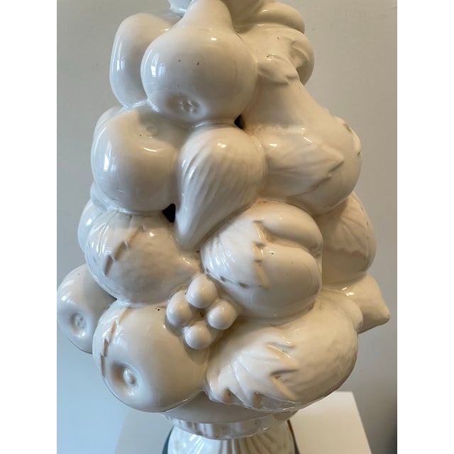 1950s Vintage Italian Blanc De Chine Fruit Topiary Porcelain Table Lamp For Sale - Image 5 of 11