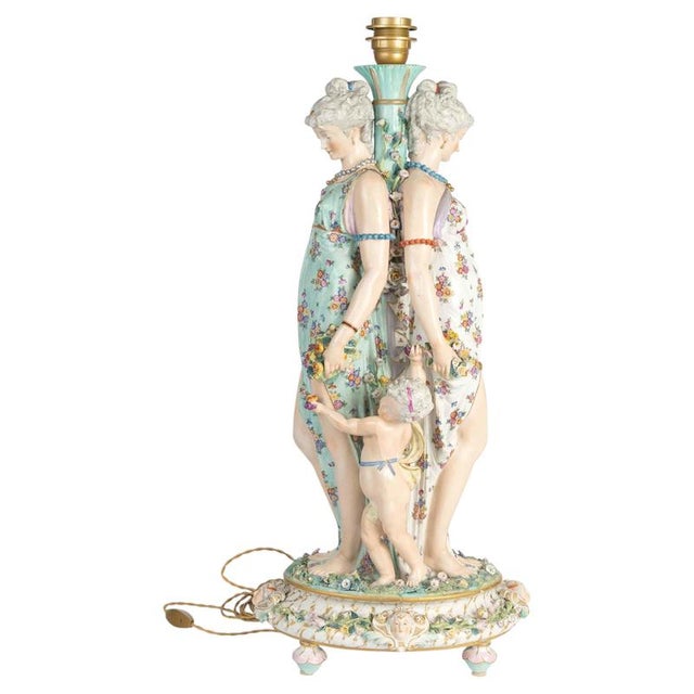 Napoleon III Style Saxon Porcelain Table Lamp For Sale - Image 9 of 9
