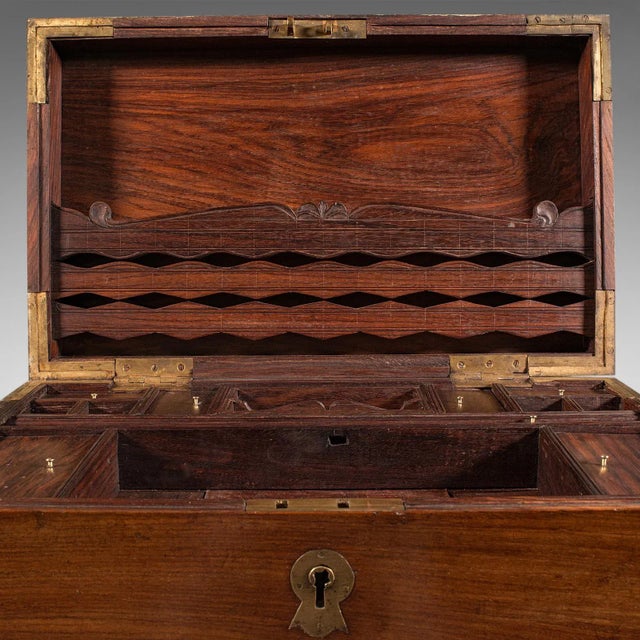 1880s Victorian Antique Campaign Correspondence Box, Indian, Colonial Writing Case For Sale - Image 10 of 13