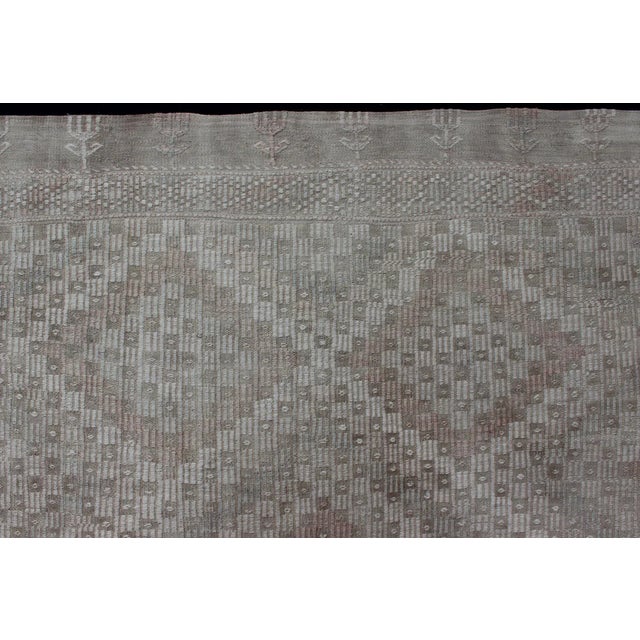Vintage Turkish Embroidered Rug With Geometric Diamond Design in Neutral Tones For Sale - Image 10 of 13