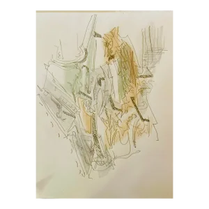 “Civilization” Drawing in Pencil and Rembrandt Pastels 9x12 Paper by Erik Sulander, Signed