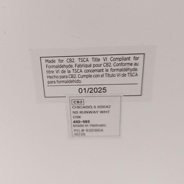 Cb2 Runway Modern White Desk With Two Drawers For Sale In San Francisco - Image 6 of 6