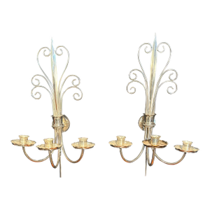 Pair of Late 19th Century Hollywood Regency Silver Plated Candle Sconces