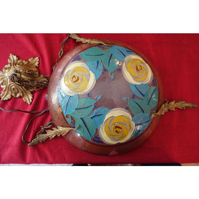 Glass Vintage Art Deco Glass Pendant Light by Loys Lucha, 1920s For Sale - Image 7 of 7