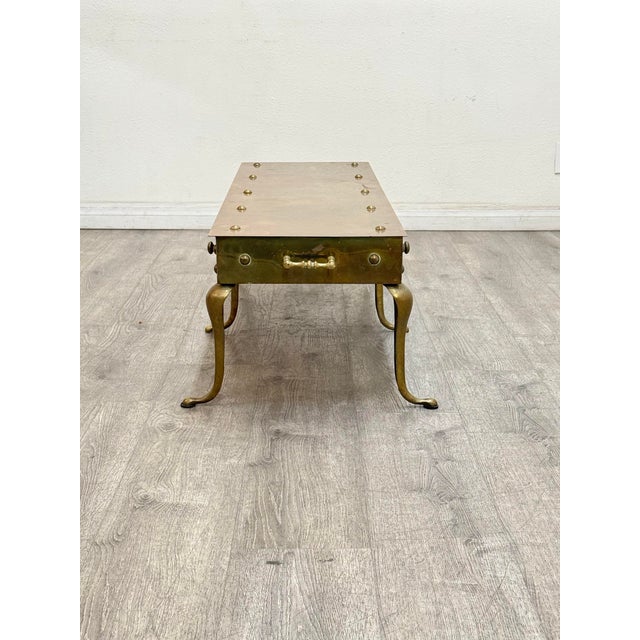 Hollywood Regency Brass Coffee Table For Sale - Image 4 of 11
