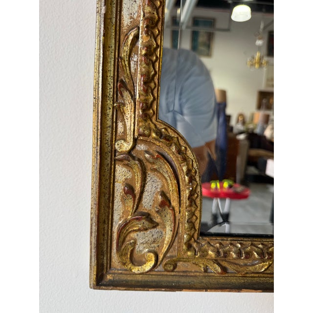 1970s Vintage Italian Hollywood Regency Gold & Silver Leaf Wall Mirror/ Sold For Sale - Image 9 of 12