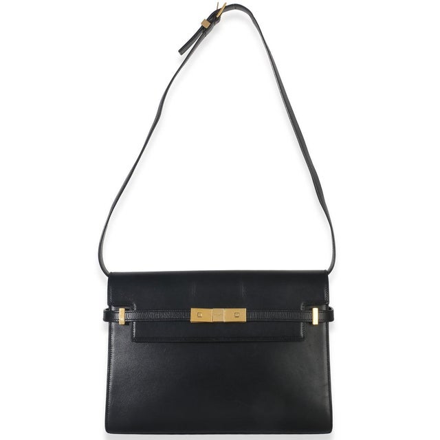 Black Black Calfskin Medium Manhattan Shoulder Bag For Sale - Image 8 of 9