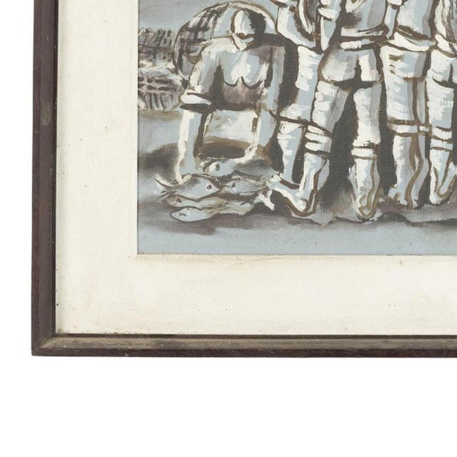 Modern Jerónimo Fernandes Da Silva, Fishermen, 1970s, Oil Painting For Sale - Image 3 of 6