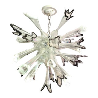1980s Handblown Glass Chandelier For Sale