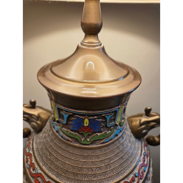 Copper Vintage 1980’s Wildwood Model 6010 Cloisonné Vase Lamp For Sale - Image 8 of 18