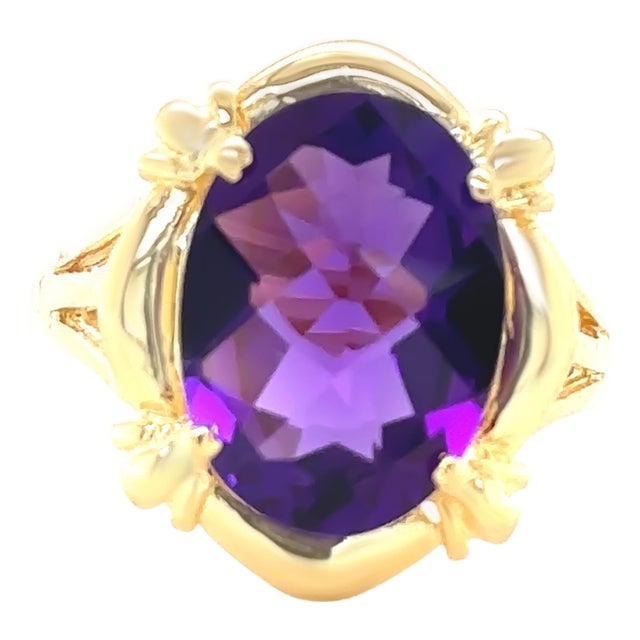 18ct Yellow Gold Amethyst Ring 6.70ct 5.67g, Size 7 For Sale