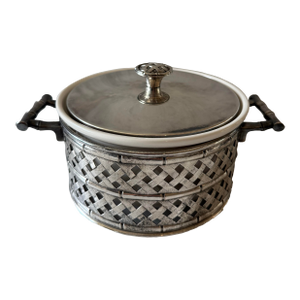 Vintage Faux Bamboo Silverplate Serving Dish