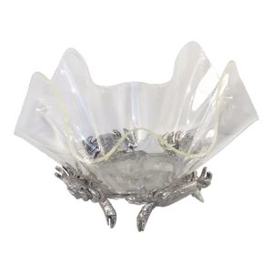 Arthur Court Acrylic Bowl With Aluminum Crab Base