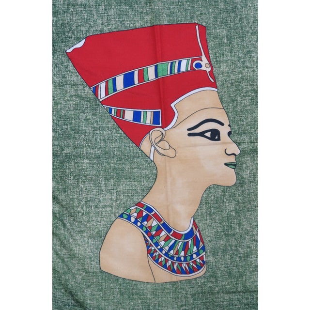 Arab Egyptian Revival Queen Nefertiti Eye of Horus Beetle Sphinx Tapestry 62" For Sale - Image 10 of 10