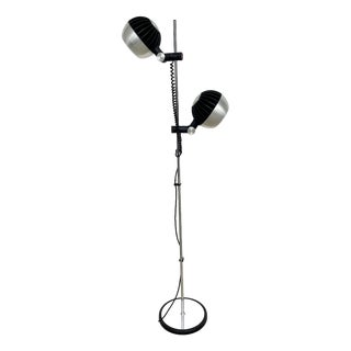2-Spot Floor Lamp in Brushed Steel and Matte Black from Fase, 1970s For Sale