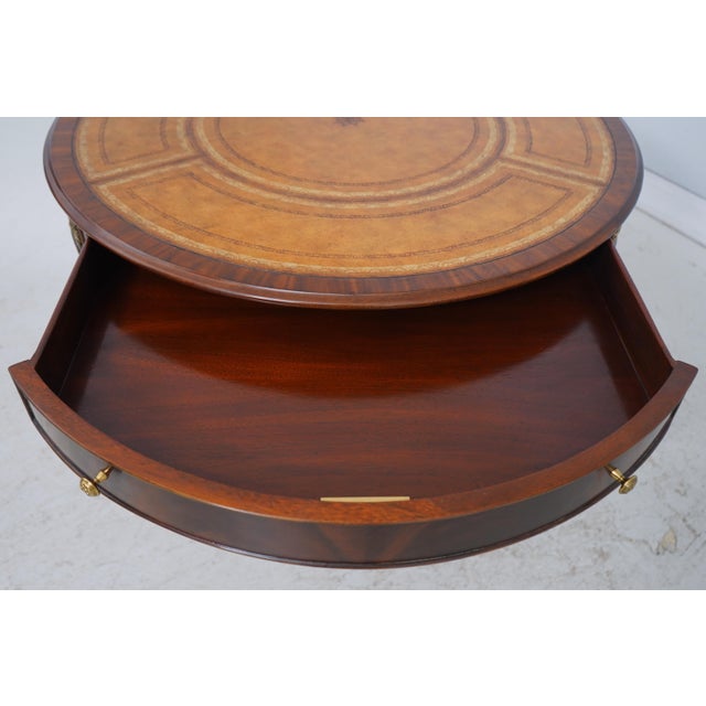 Maitland - Smith Maitland Smith Round Mahogany Leather Top Drum Table For Sale - Image 4 of 18