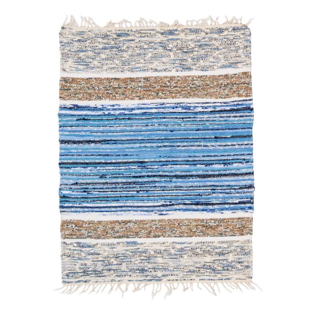 Scandinavian Hand Woven Rag Rug For Sale