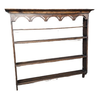 19th Century Oak Plate Rack With Shaped Frieze For Sale