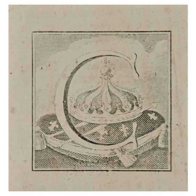 Luigi Vanvitelli, Letter of the Alphabet C, Etching, 18th Century For Sale