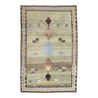 Vintage Zabihi Collection Geometric Persian Gabbeh Rug - 6'10" x 9'10" For Sale