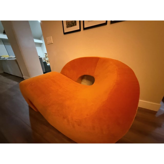 Mid-Century Modern 1960s Italian Sess Chaise Longue Attributed to Nani Prina for Sormani in Orange Velvet For Sale - Image 3 of 6