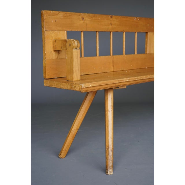 Antique Scandinavian Pine Bench with Turnable Backrest, 1890s For Sale - Image 6 of 14