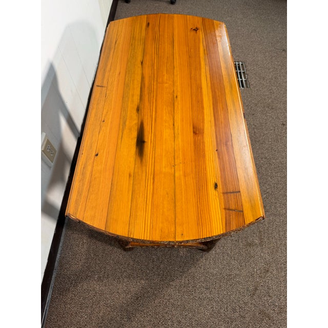 This is a nice Old Hickory Drop Leaf stand made of Hickory and Pine. The legs and trim are Hickory with original bark on...