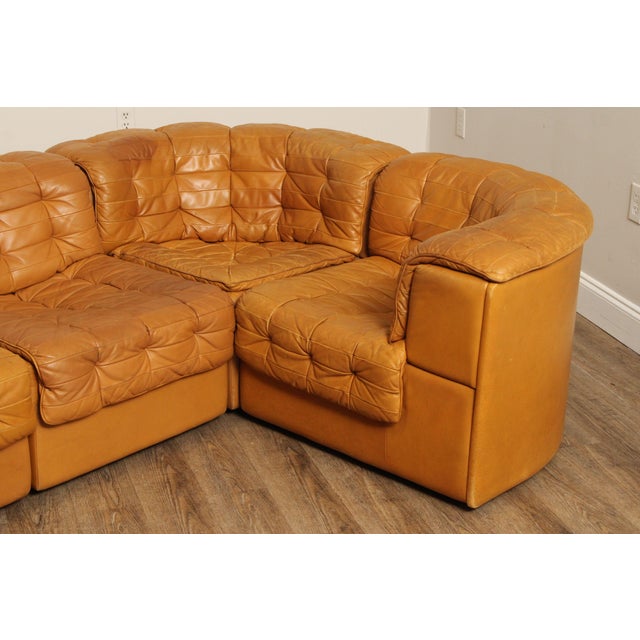 Mid-Century Modern DeSede Six-Piece Patchwork Leather Sectional Sofa For Sale - Image 3 of 12