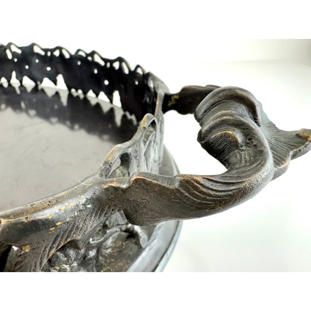 Black Antique Cast Iron Tray With Grape and Leaf Motif For Sale - Image 8 of 14