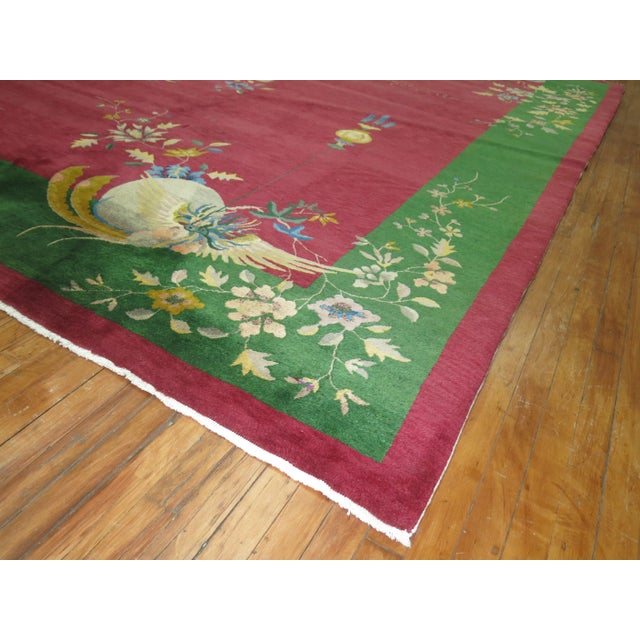Art Deco Chinese Jewel Tone Art Deco Rug - 9' x 11'7" For Sale - Image 3 of 10